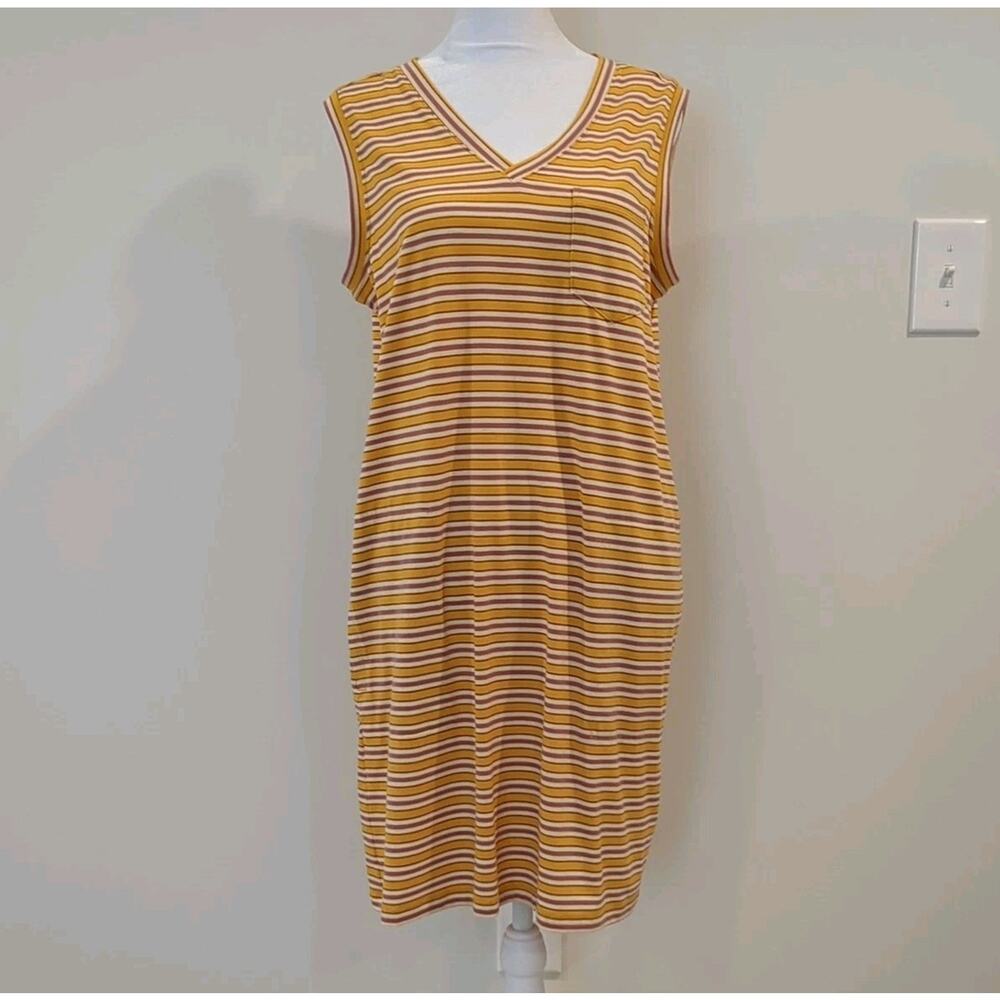 Toad & Co Womens M Swifty Tank Dress Preppy Casual Stripe Pockets Outdoor